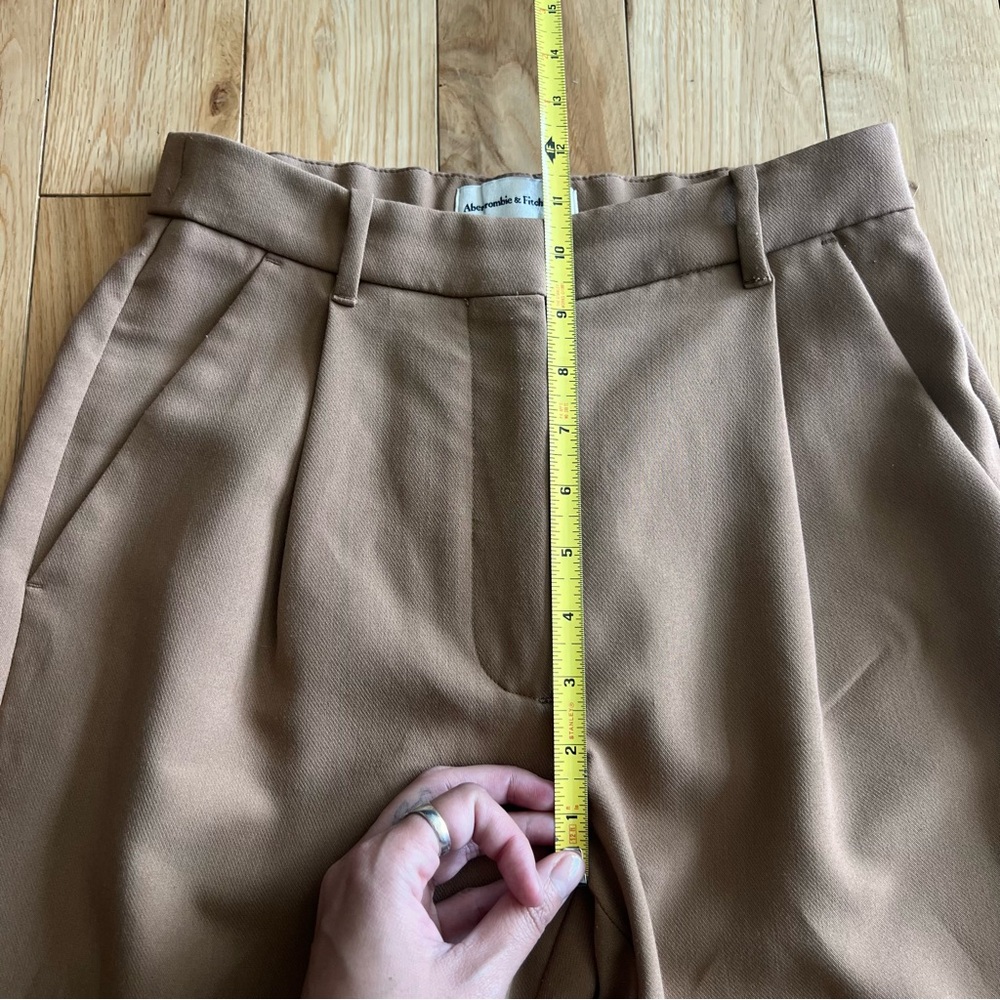 Abercrombie & Fitch Womens Brown Straight Wide Leg Pleated Trouser Pants 0/25 - Picture 4 of 9